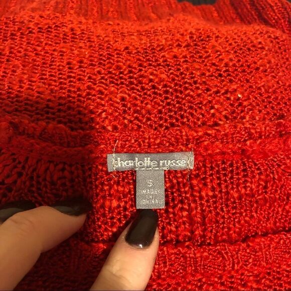 Red open Knit Sweater Size Small - Picture 4 of 4